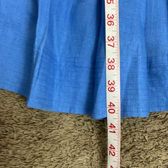 Lauren Ralph Lauren Blue Linen Drop Waist Pleated Skirt Dress size 14 Summer - Picture 11 of 12